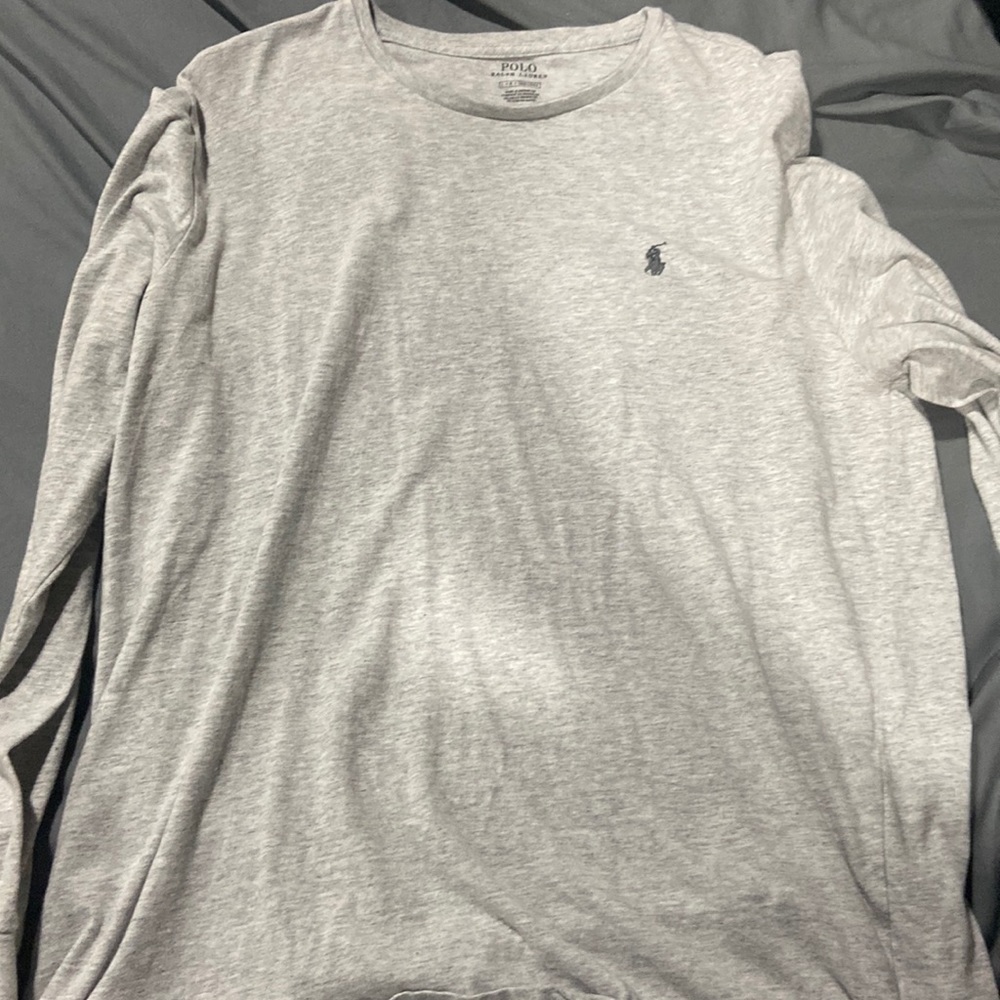 Grey polo long sleeve LG